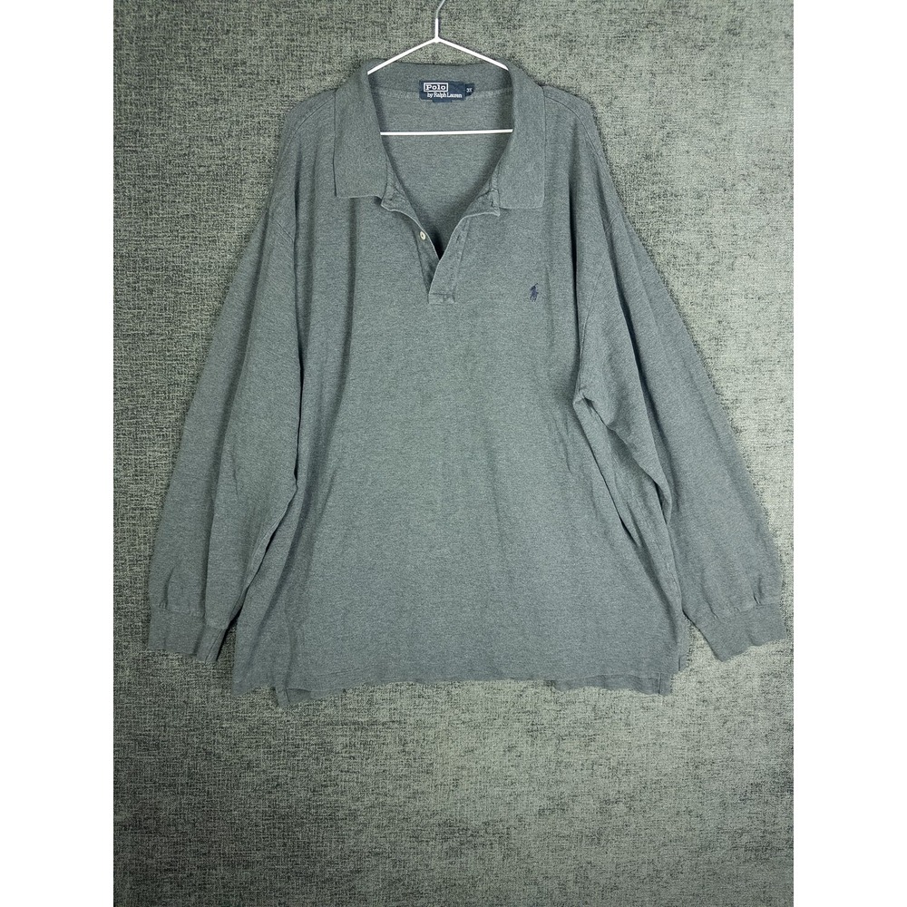 Polo Ralph Lauren Long Sleeve Polo Shirt Mens 3X Gray‎ Cotton Pique Classic Fit